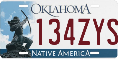 OK license plate 134ZYS