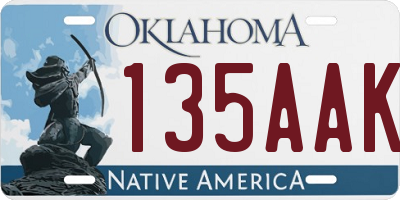 OK license plate 135AAK