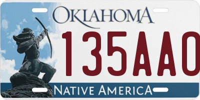 OK license plate 135AAO