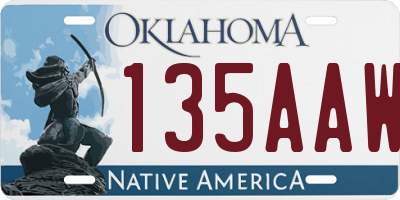 OK license plate 135AAW