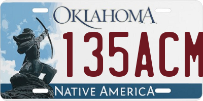 OK license plate 135ACM