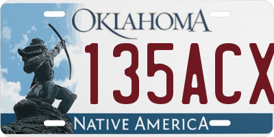 OK license plate 135ACX