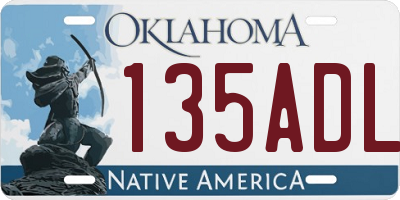 OK license plate 135ADL
