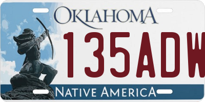 OK license plate 135ADW