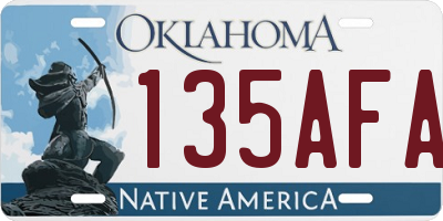 OK license plate 135AFA