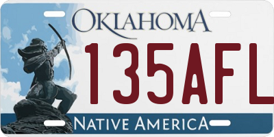 OK license plate 135AFL
