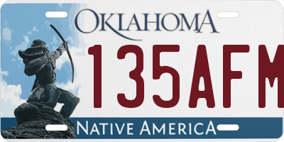 OK license plate 135AFM