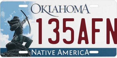 OK license plate 135AFN