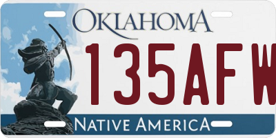 OK license plate 135AFW