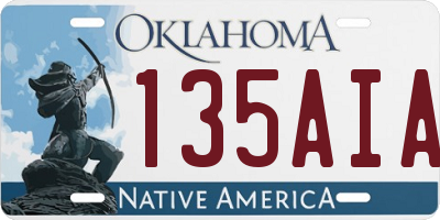 OK license plate 135AIA