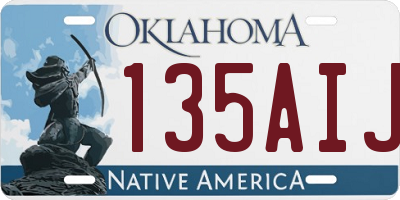 OK license plate 135AIJ