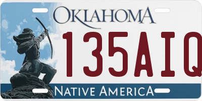 OK license plate 135AIQ