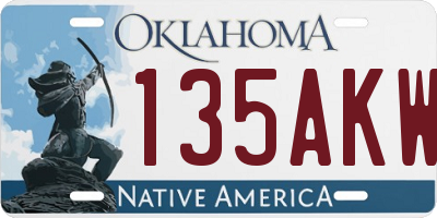 OK license plate 135AKW