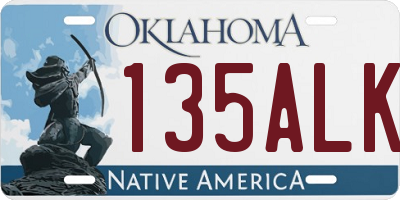 OK license plate 135ALK