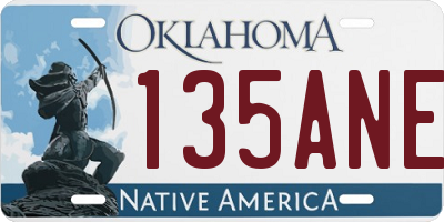 OK license plate 135ANE