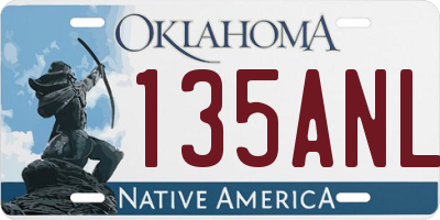 OK license plate 135ANL