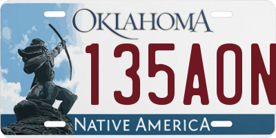 OK license plate 135AON