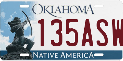 OK license plate 135ASW