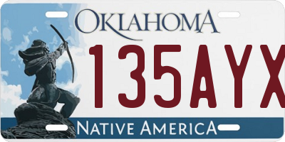 OK license plate 135AYX