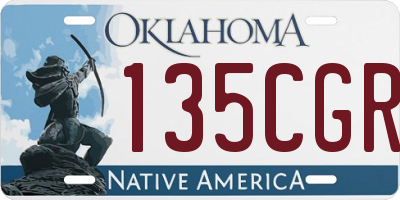 OK license plate 135CGR