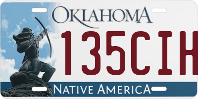 OK license plate 135CIH