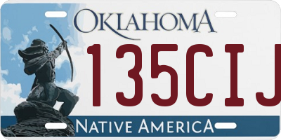 OK license plate 135CIJ