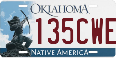 OK license plate 135CWE