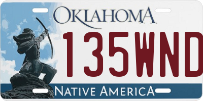 OK license plate 135WND