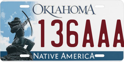 OK license plate 136AAA