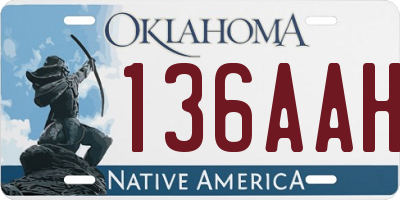 OK license plate 136AAH