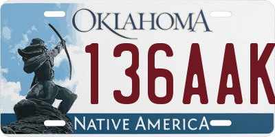 OK license plate 136AAK