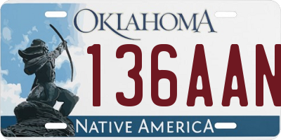 OK license plate 136AAN