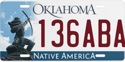 OK license plate 136ABA