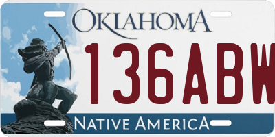 OK license plate 136ABW