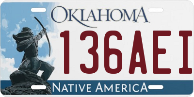 OK license plate 136AEI