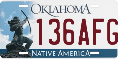 OK license plate 136AFG
