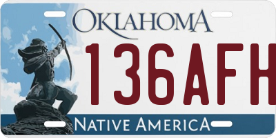 OK license plate 136AFH