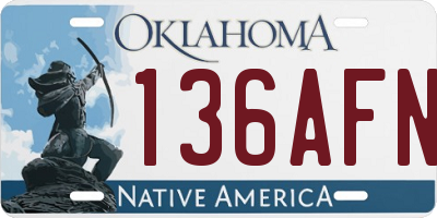 OK license plate 136AFN