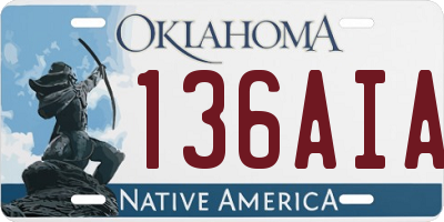 OK license plate 136AIA