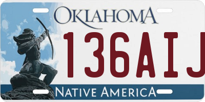 OK license plate 136AIJ