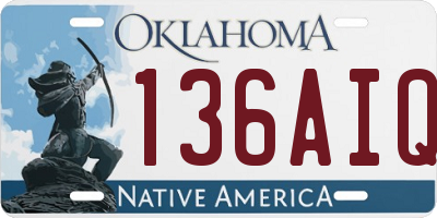 OK license plate 136AIQ