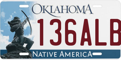 OK license plate 136ALB