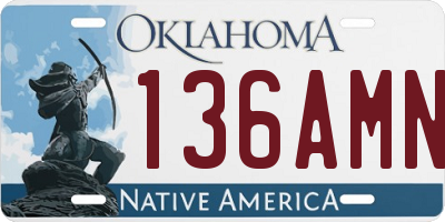 OK license plate 136AMN