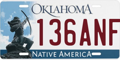 OK license plate 136ANF