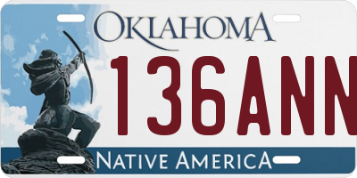 OK license plate 136ANN