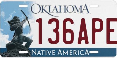 OK license plate 136APE