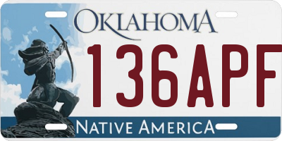 OK license plate 136APF