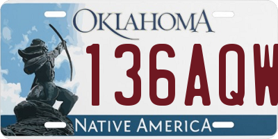 OK license plate 136AQW
