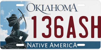 OK license plate 136ASH