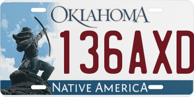 OK license plate 136AXD